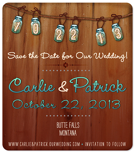 "Mason Jar" Save the Date Magnet
